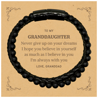 Graduation Granddaughter Stone Leather Bracelets Present from Granddad, Granddaughter Christmas Birthday Gifts Granddaughter Never give up on your dreams. I'm always with you. Love, Granddad