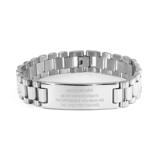 Accountant Never underestimate the difference you made, Accountant Retirement Ladder Stainless Steel Bracelet for Colleague Appreciation Happy Retirement for Accountant