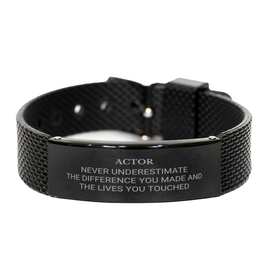 Actor Never underestimate the difference you made, Actor Retirement Black Shark Mesh Bracelet for Colleague Appreciation Happy Retirement for Actor