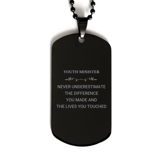 Youth Minister Never underestimate the difference you made, Youth Minister Retirement Black Dog Tag for Colleague Appreciation Happy Retirement for Youth Minister