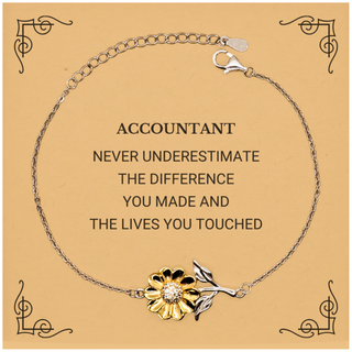 Accountant Never underestimate the difference you made, Accountant Retirement Sunflower Bracelet for Colleague Appreciation Happy Retirement for Accountant