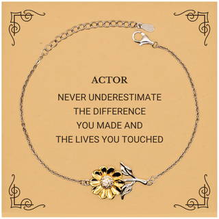 Actor Never underestimate the difference you made, Actor Retirement Sunflower Bracelet for Colleague Appreciation Happy Retirement for Actor