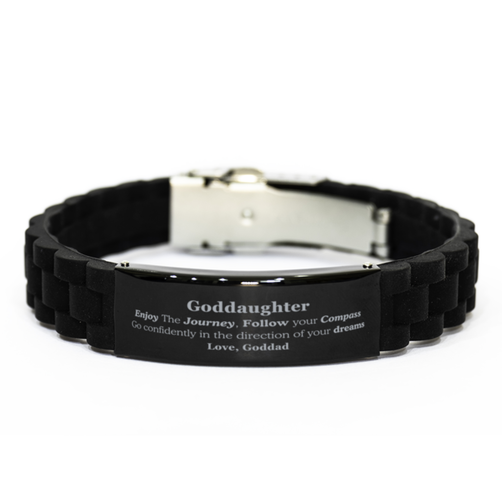 Gifts for Goddaughter Graduation from Goddad, Black Glidelock Clasp Bracelet Birthday Gifts for Goddaughter Enjoy The Journey, Go confidently in the direction of your dreams. Love, Goddad