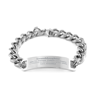 Gifts for Granddaughter Graduation from Granddad, Cuban Chain Stainless Steel Bracelet Birthday Gifts for Granddaughter Enjoy The Journey, Go confidently in the direction of your dreams. Love, Granddad