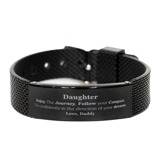 Gifts for Daughter Graduation from Daddy, Black Shark Mesh Bracelet Birthday Gifts for Daughter Enjoy The Journey, Go confidently in the direction of your dreams. Love, Daddy