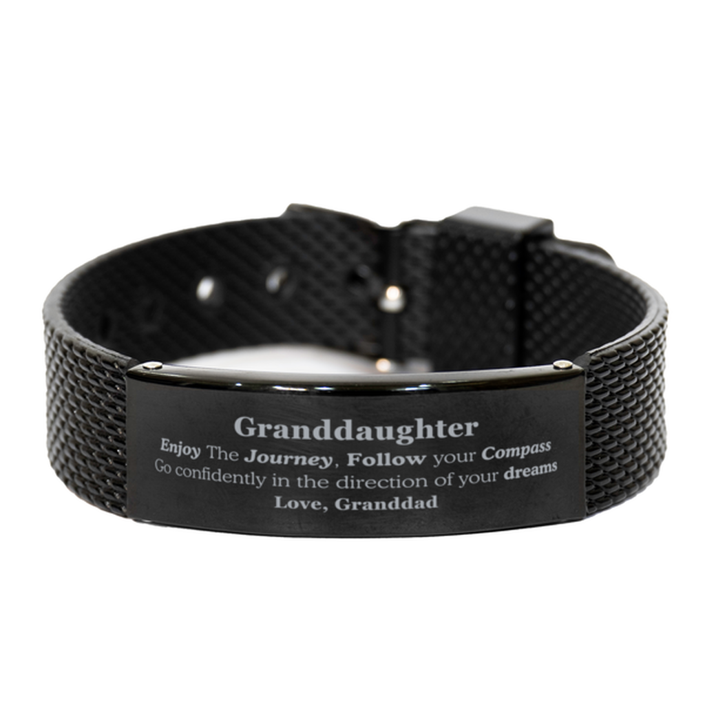 Gifts for Granddaughter Graduation from Granddad, Black Shark Mesh Bracelet Birthday Gifts for Granddaughter Enjoy The Journey, Go confidently in the direction of your dreams. Love, Granddad