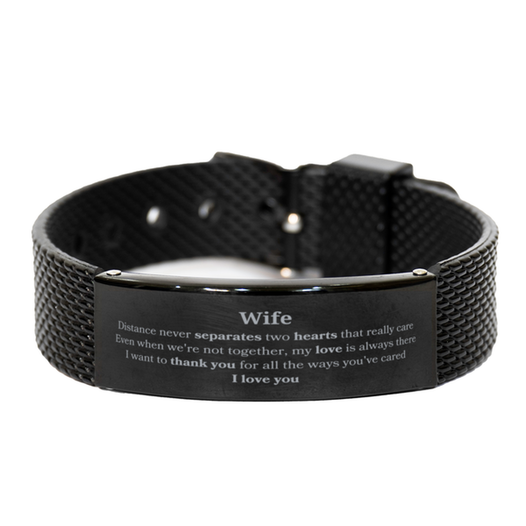 Long Distance Black Shark Mesh Bracelet Birthday Gifts for Wife Mothers Fathers Day Thanksgiving for Wife Distance never separates two hearts that really care