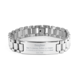 Gifts for Daughter Graduation from Dad, Ladder Stainless Steel Bracelet Birthday Gifts for Daughter Enjoy The Journey, Go confidently in the direction of your dreams. Love, Dad