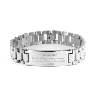 Gifts for Goddaughter Graduation from Goddad, Ladder Stainless Steel Bracelet Birthday Gifts for Goddaughter Enjoy The Journey, Go confidently in the direction of your dreams. Love, Goddad