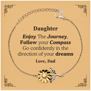 Gifts for Daughter Graduation from Dad, Sunflower Bracelet Birthday Gifts for Daughter Enjoy The Journey, Go confidently in the direction of your dreams. Love, Dad