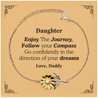 Gifts for Daughter Graduation from Daddy, Sunflower Bracelet Birthday Gifts for Daughter Enjoy The Journey, Go confidently in the direction of your dreams. Love, Daddy