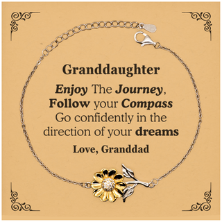 Gifts for Granddaughter Graduation from Granddad, Sunflower Bracelet Birthday Gifts for Granddaughter Enjoy The Journey, Go confidently in the direction of your dreams. Love, Granddad