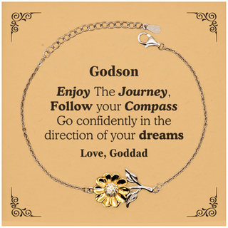 Gifts for Godson Graduation from Goddad, Sunflower Bracelet Birthday Gifts for Godson Enjoy The Journey, Go confidently in the direction of your dreams. Love, Goddad