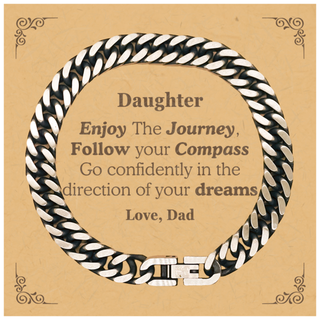 Gifts for Daughter Graduation from Dad, Cuban Link Chain Bracelet Birthday Gifts for Daughter Enjoy The Journey, Go confidently in the direction of your dreams. Love, Dad