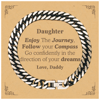 Gifts for Daughter Graduation from Daddy, Cuban Link Chain Bracelet Birthday Gifts for Daughter Enjoy The Journey, Go confidently in the direction of your dreams. Love, Daddy