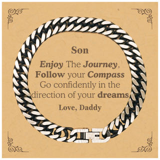 Gifts for Son Graduation from Daddy, Cuban Link Chain Bracelet Birthday Gifts for Son Enjoy The Journey, Go confidently in the direction of your dreams. Love, Daddy