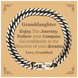 Gifts for Granddaughter Graduation from Granddad, Cuban Link Chain Bracelet Birthday Gifts for Granddaughter Enjoy The Journey, Go confidently in the direction of your dreams. Love, Granddad