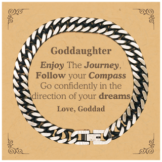 Gifts for Goddaughter Graduation from Goddad, Cuban Link Chain Bracelet Birthday Gifts for Goddaughter Enjoy The Journey, Go confidently in the direction of your dreams. Love, Goddad