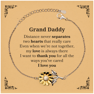 Long Distance Sunflower Bracelet Birthday Gifts for Grand Daddy Mothers Fathers Day Thanksgiving for Grand Daddy Distance never separates two hearts that really care