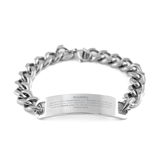 Long Distance Cuban Chain Stainless Steel Bracelet Birthday Gifts for Daddy Mothers Fathers Day Thanksgiving for Daddy Distance never separates two hearts that really care