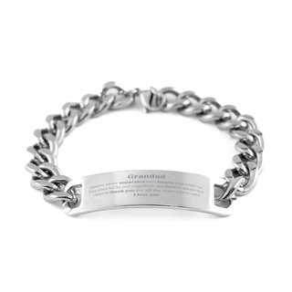 Long Distance Cuban Chain Stainless Steel Bracelet Birthday Gifts for Grandad Mothers Fathers Day Thanksgiving for Grandad Distance never separates two hearts that really care