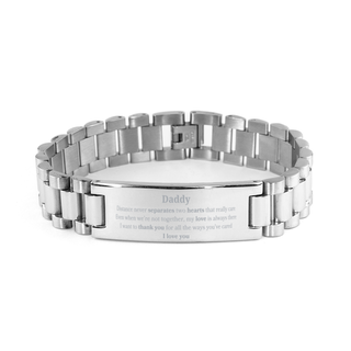 Long Distance Ladder Stainless Steel Bracelet Birthday Gifts for Daddy Mothers Fathers Day Thanksgiving for Daddy Distance never separates two hearts that really care