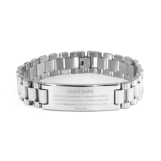 Long Distance Ladder Stainless Steel Bracelet Birthday Gifts for Grand Daddy Mothers Fathers Day Thanksgiving for Grand Daddy Distance never separates two hearts that really care