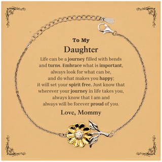 Graduation Sunflower Bracelet for Daughter from Mommy, Long Distance Birthday Christmas Idea for Daughter wherever your journey in life takes you, I am and always will be forever proud of you. Love, Mommy