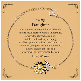 Graduation Sunflower Bracelet for Daughter from Mama, Long Distance Birthday Christmas Idea for Daughter wherever your journey in life takes you, I am and always will be forever proud of you. Love, Mama