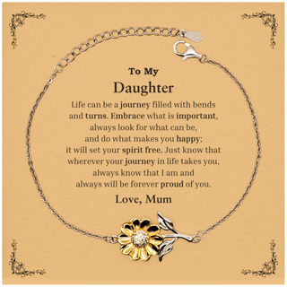 Graduation Sunflower Bracelet for Daughter from Mum, Long Distance Birthday Christmas Idea for Daughter wherever your journey in life takes you, I am and always will be forever proud of you. Love, Mum