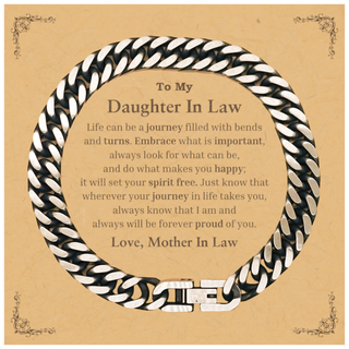 Graduation Cuban Link Chain Bracelet for Daughter In Law from Mother In Law, Long Distance Birthday Christmas Idea for Daughter In Law wherever your journey in life takes you, I am and always will be forever proud of you. Love, Mother In Law