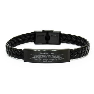 Dad-in-law Gift. Sentimental Gifts for Family. Dad-in-law, Thank you for being there. Appreciation Gifts, Braided Leather Bracelet for Dad-in-law