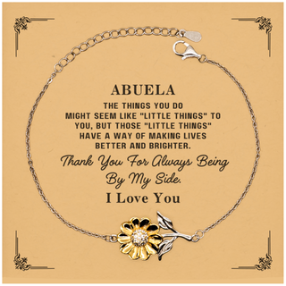 Abuela Gift. Sentimental Gifts for Family. Abuela, Thank you for being there. Appreciation Gifts, Sunflower Bracelet with Message Card for Abuela