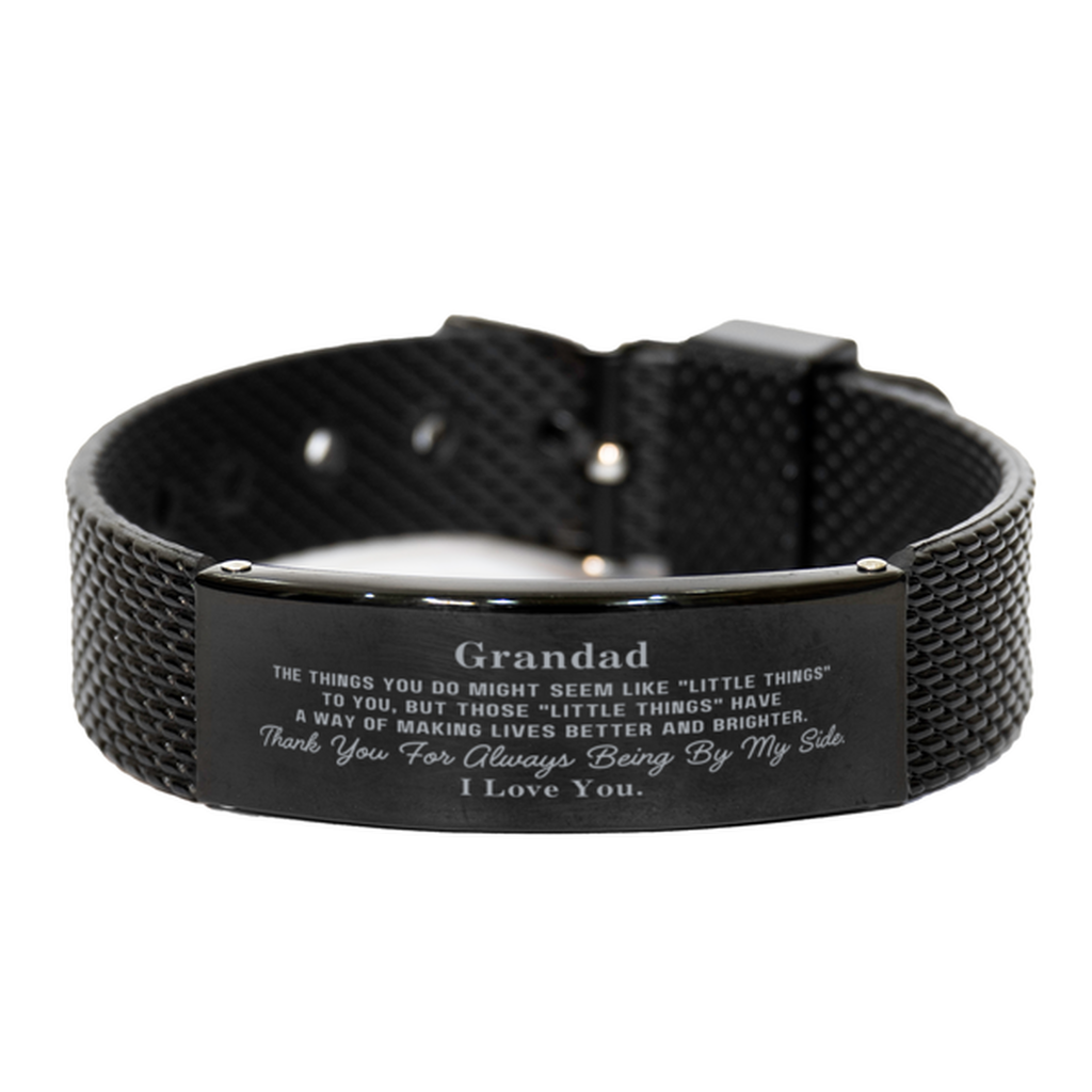 Grandad Gift. Sentimental Gifts for Family. Grandad, Thank you for being there. Appreciation Gifts, Black Shark Mesh Bracelet for Grandad