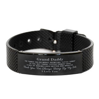 Grand Daddy Gift. Sentimental Gifts for Family. Grand Daddy, Thank you for being there. Appreciation Gifts, Black Shark Mesh Bracelet for Grand Daddy