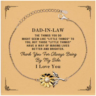 Dad-in-law Gift. Sentimental Gifts for Family. Dad-in-law, Thank you for being there. Appreciation Gifts, Sunflower Bracelet with Message Card for Dad-in-law