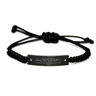 To Daughter, Don't Ever Forget That I Love You. Gift for Daughter, Black Rope Bracelet. Motivational Gift From Dad. Best Idea Gift for Birthday