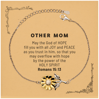 Romans 15:13, God of Hope Joy Peace. Other Mom Bible Verse Gift, Christian Sunflower Bracelet with Bible Quote Card. Christmas Faith Gift for Other Mom