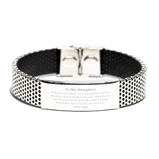 Sentimental Stainless Steel Bracelet Gifts for Daughter Birthday Christmas Idea Gifts from Dad, Daughter Remember how much you are loved.