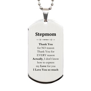 Appreciation Stepmom Silver Dog Tag Birthday Christmas Unique Quote Stepmom Thank You for no reason. Thank You for every reason. I Love You so much.