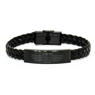 Sentimental Braided Leather Bracelet Gifts for Son Birthday Christmas Idea Gifts from Dad, Son Remember how much you are loved.