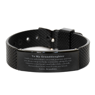 Sentimental Black Shark Mesh Bracelet Gifts for Granddaughter Birthday Christmas Idea Gifts from Grandma, Granddaughter Remember how much you are loved.