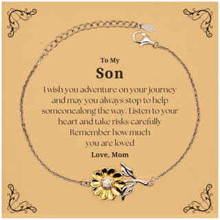 Sentimental Sunflower Bracelet Gifts for Son Birthday Christmas Idea Gifts from Mom, Son Remember how much you are loved.