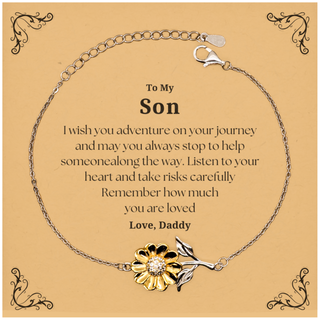 Sentimental Sunflower Bracelet Gifts for Son Birthday Christmas Idea Gifts from Daddy, Son Remember how much you are loved.