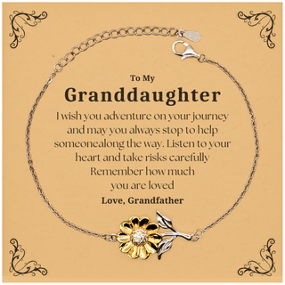 Sentimental Sunflower Bracelet Gifts for Granddaughter Birthday Christmas Idea Gifts from Grandfather, Granddaughter Remember how much you are loved.