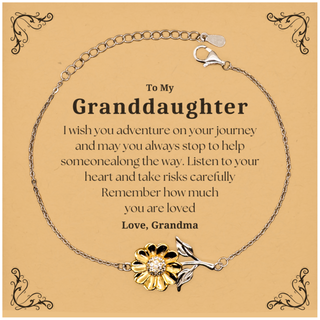 Sentimental Sunflower Bracelet Gifts for Granddaughter Birthday Christmas Idea Gifts from Grandma, Granddaughter Remember how much you are loved.