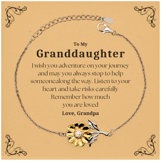 Sentimental Sunflower Bracelet Gifts for Granddaughter Birthday Christmas Idea Gifts from Grandpa, Granddaughter Remember how much you are loved.