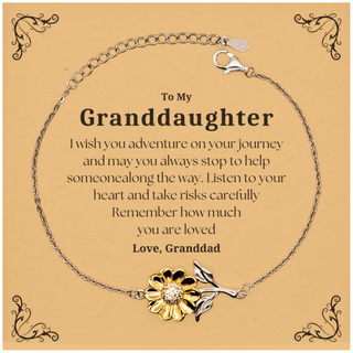 Sentimental Sunflower Bracelet Gifts for Granddaughter Birthday Christmas Idea Gifts from Granddad, Granddaughter Remember how much you are loved.