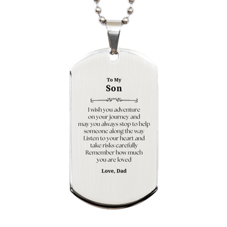 Sentimental Silver Dog Tag Gifts for Son Birthday Christmas Idea Gifts from Dad, Son Remember how much you are loved.