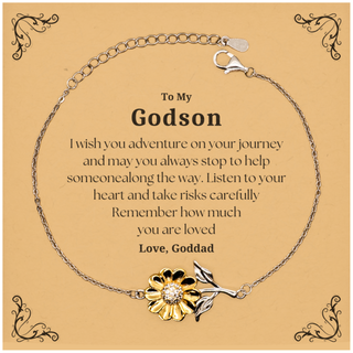 Sentimental Sunflower Bracelet Gifts for Godson Birthday Christmas Idea Gifts from Goddad, Godson Remember how much you are loved.